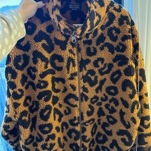 Brunette The Label Brown Leopard Sherpa Jacket